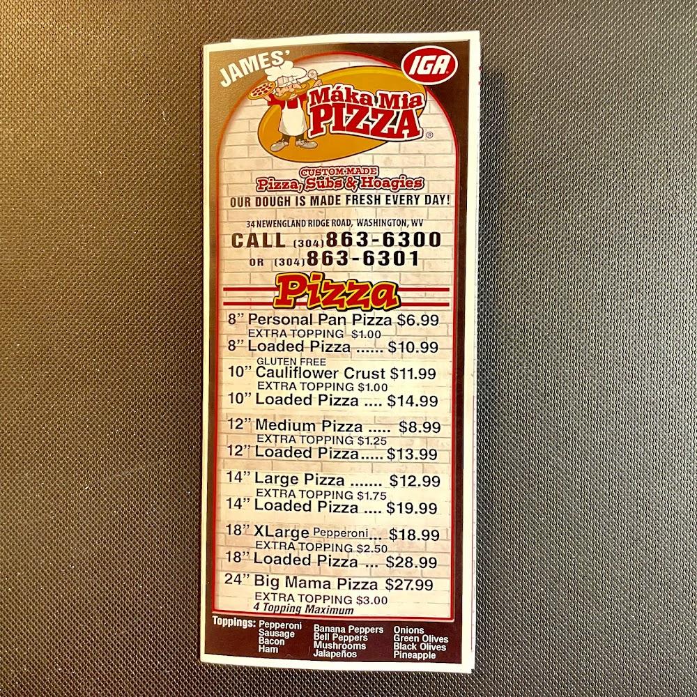 Maka Mia Pizza Menu image 1